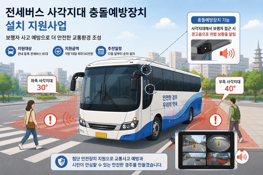 1. 경주시 전세버스 사각지대 충돌예방장치 설치 지원